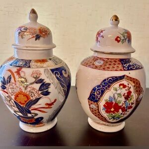 2 Vintage Imari, porcelain, ginger jars. 6.5”